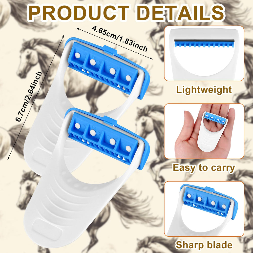 LIUBUJINGYING 24 Pcs Horse Clippers Horse Grooming Razor Disposable Grooming Razor Horse Trimmer Shaver Kit Fit for Horse Dog, White&Blue