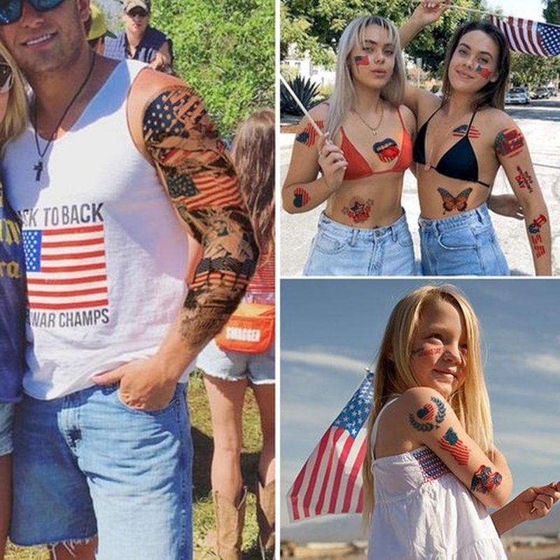 CHARLENT 4th of July Temporary Tattoos Full & Half Arm - American Flag Tattoos for Kids Women Men Fourth of July Party Decorations and USA Party Favors,Independence Day Party Supplies