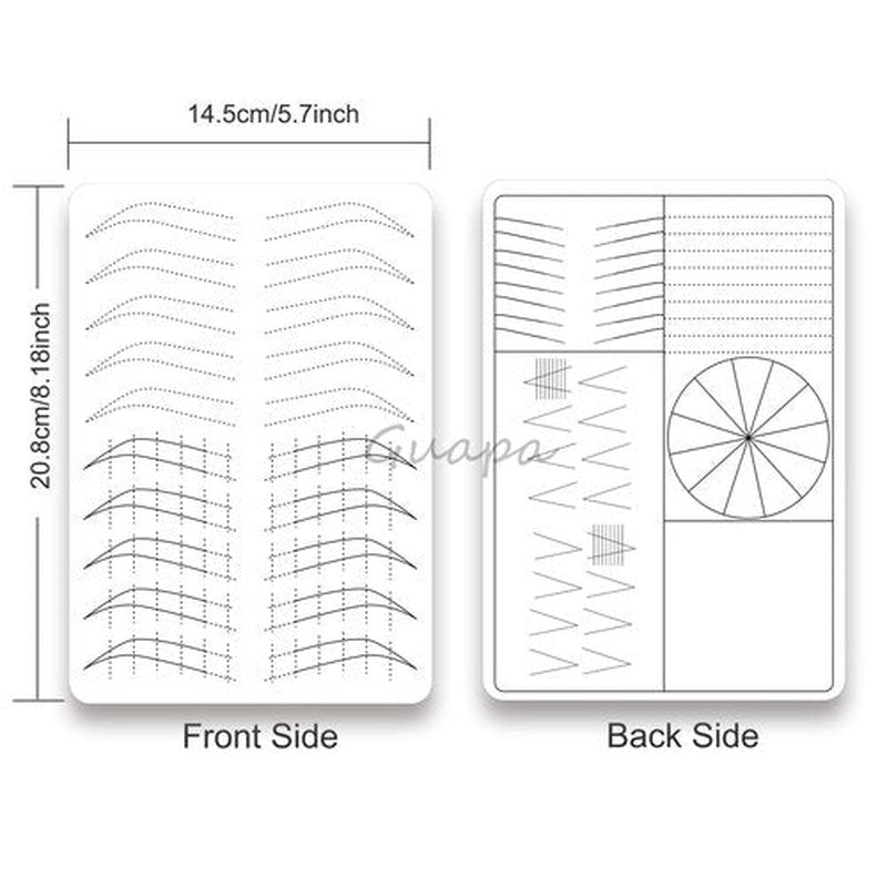 3pcs Silicone White Permanent Makeup Practice Skin with Black Outlines Double Sided Pre-printed Nano Brow Practice Skin Microblading Latex (White Skin-Black Printing)