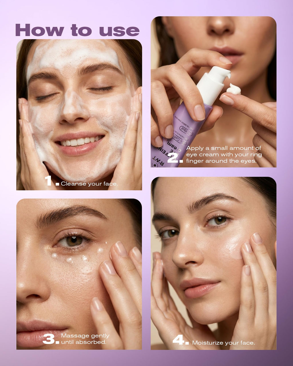 5% Caffeine Eye Serum & Under Eye Cream for Dark Circles and Puffiness Eye Care Eye Roller Serum with 360° Massage Ball Eye Treatment Serum Under Eye Roller Cream for Women Reduce Wrinkles Fine Lines