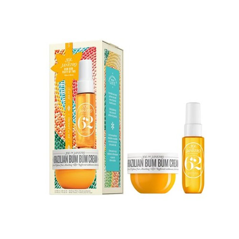 Sol de Janeiro Bum Bum Party of Two Beauty Gift Set | Brazilian Bum Bum Cream 2.5 fl oz & Cheirosa 62 Perfume Mist 1 fl oz | Beauty Minis | Limited Edition | Travel Size Trial Set