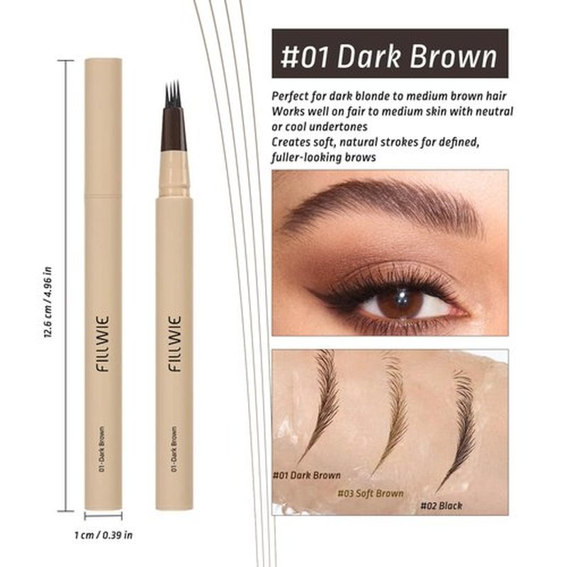 2 Pack Eyebrow Pomade Stamp & 4-Tip Liquid Eyebrow Pen Kit, Dual Brow Colors with Angled Spoolie Brush & PU Travel Pouch – Long-Lasting, Waterproof, Natural Look (Dark Brown + Chocolate)