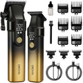 GROVIN Hair Clippers for Men, Cordless Hair Clipper and Trimmer Set with LED Display & Adjustable Speed, 2 Professional Clippers with 9 Guide Combs for Hair Cutting