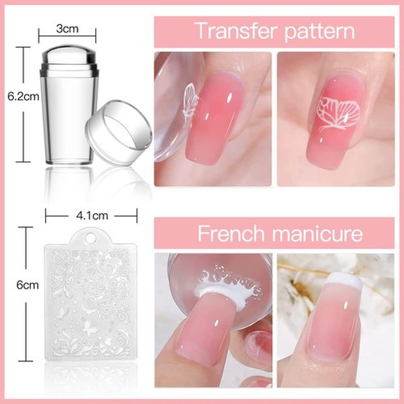 Biutee Nail Stamping Plate Nail Stamper Kit with Stamper & Scraper, Large Nail Art Stamping Plate French Line Lace Flower Leaves Animal Star Space Design DIY Nail Stamping Kit