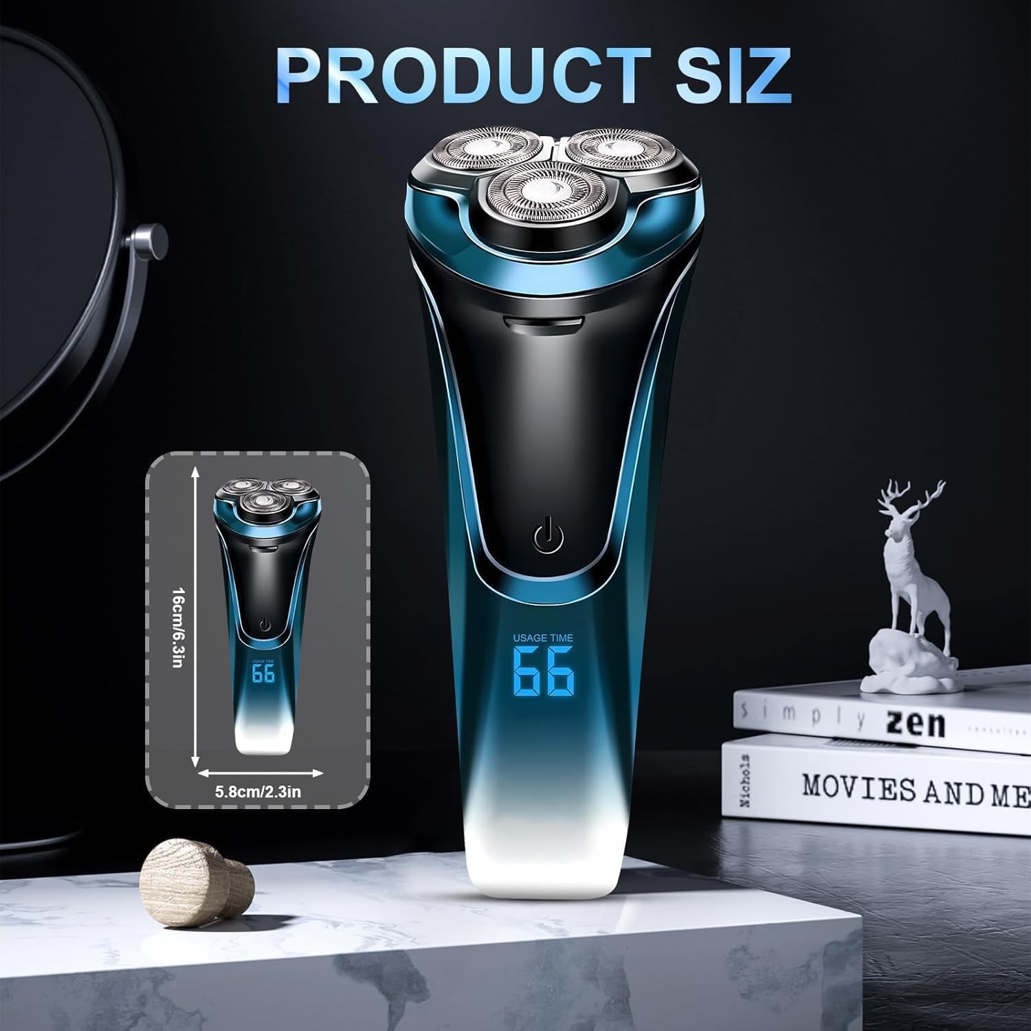 Snapbuy Electric Razor for Men, Snapbuy Electric Razor Pro of Father, 4D Floating Head Rotary Shaver,2026 New Electri c Shaver with LCD Display & Quiet Motor, IPX7 Waterproof (Blue)