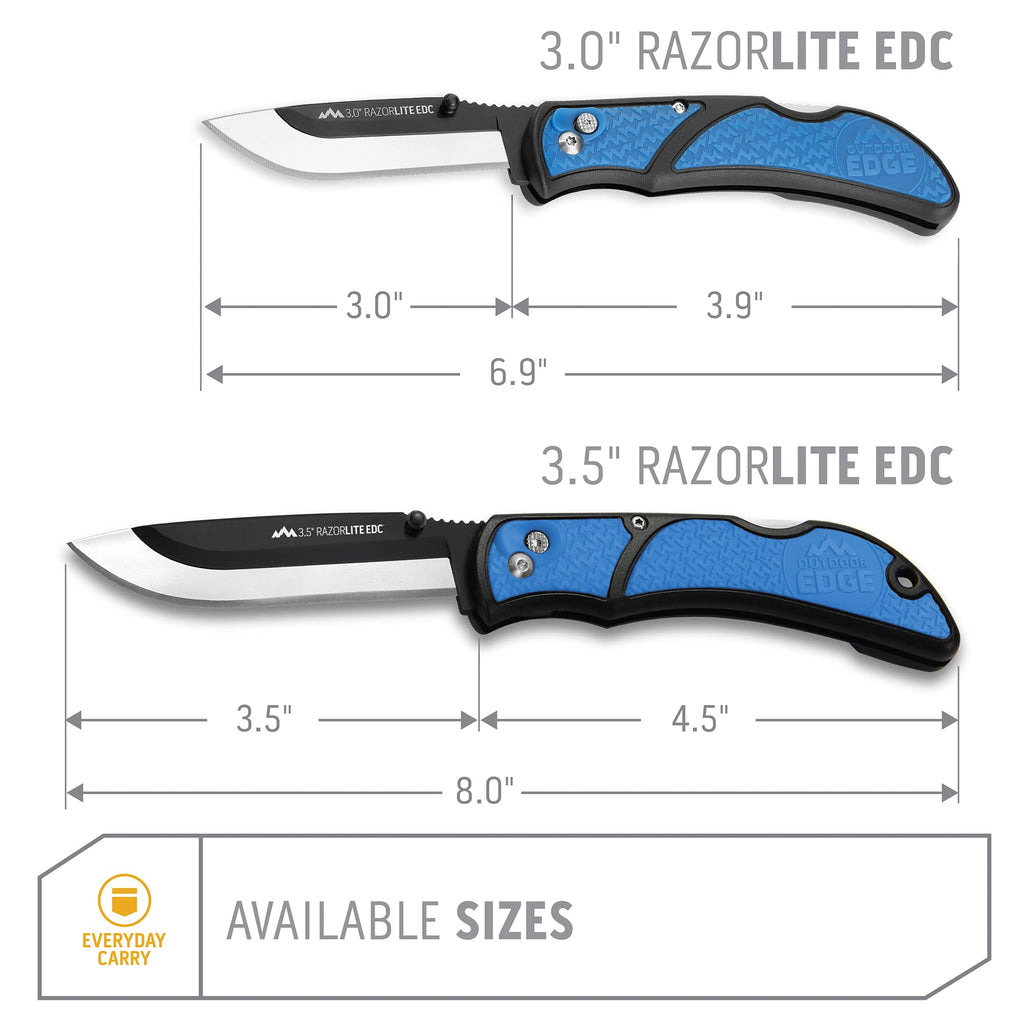 OUTDOOR EDGE 3.0" RazorLite EDC Knife. Pocket Knife with Replaceable Blades and Clip. The Perfect Hunting Knife for Skinning Deer.