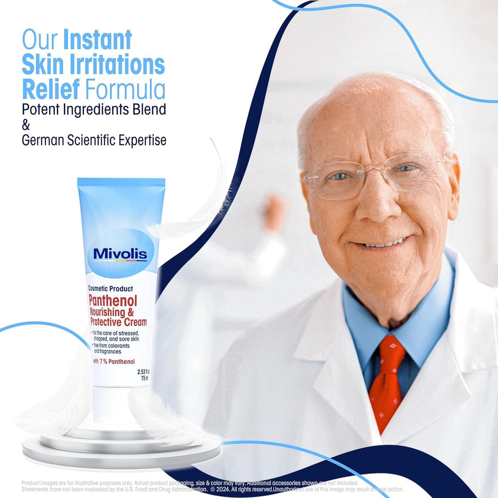 High Concentration 7% Panthenol B5 Multi Healing Ointment & Soothing Cream for Dry, Irritated Skin, Sunburn & Rash Relief, Baby Safe, Fragrance-Free.