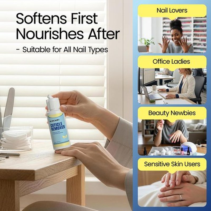 Morovan Cuticle Remover & Cuticle Oil Kit: Instant Cuticle Softener 15s Removal 7 Pieces Manicure Kit for Women with Stainless Steel Tools and Nail Files for Salon-Quality Results at Home