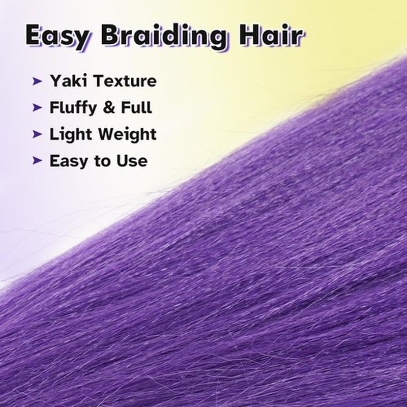 24inch Long Purple Braiding Hair Pre Stretched Synthetic Braiding hair Extensions for Braids, Purple Hair Extensions for Stage Party Halloween Costume Cosplay