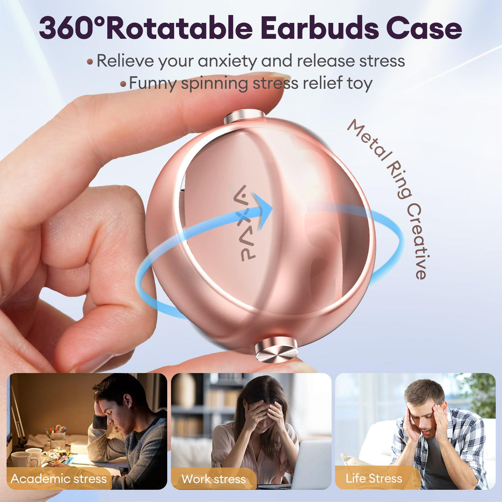 PAXA 2-in-1 Open Ear Clip-On Wireless Earbuds with StillVoice App, Bluetooth 6.0, 140H Playtime, Hybrid Noise Reduction, Auto L/R Sync, Comfortable Fit for Work, Fitness & Daily Use, Ctbuds Rose Gold