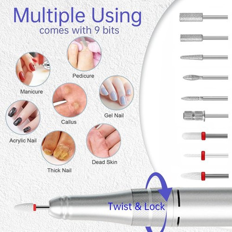 MYPAWEE Professional Rechargeable Nail Drill 35000 RPM, Diamond Glitter Electric Nail File for Shaping, Removing & Polishing Gel Nails, Portable & Easy to Use, Ideal for Home & Salon Manicure Pedicure