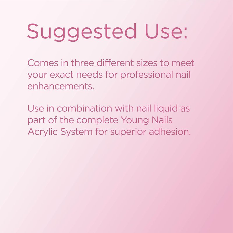 Young Nails Acrylic Core Powder - Professional Self-Leveling Nail Powder | Clear, Nude, Pink & White - 85g