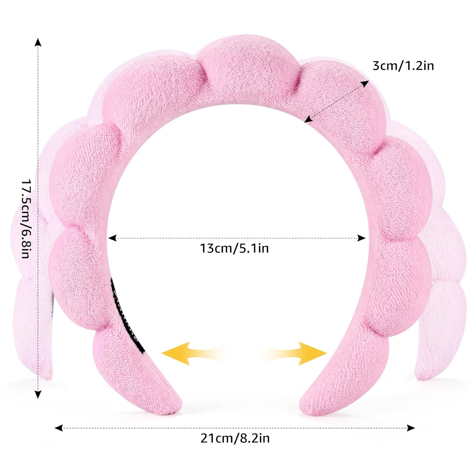 Ztomine Spa Headbands - Set of 2 Terry Cloth Skincare Headbands for Face Washing | Black & Pink