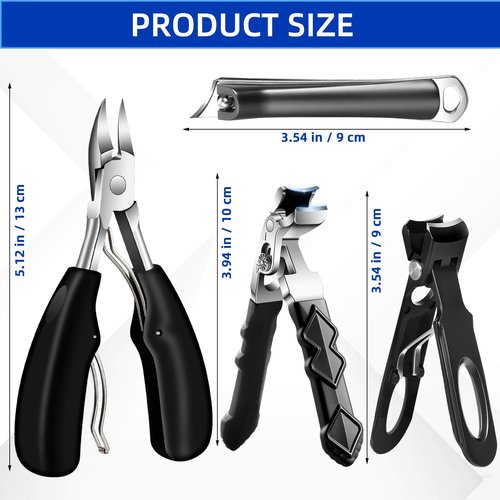 Toenail Clippers for Thick Toenails for Seniors, Professional Nail Clippers for Men, Heavy Duty Angled Head Large Toe Nail Clippers for Seniors, Slanted Ingrown Nail Clippers, 6PCS