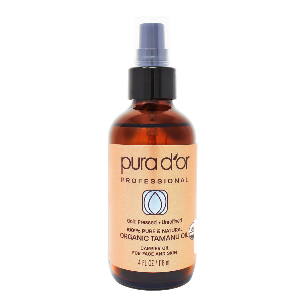 PURA D'OR Organic Tamanu Oil - USDA Certified 100% Pure & Natural Cold Pressed Carrier Oil, Premium Grade Moisturizer For Skin, Face & Hair - Men & Women 4 Oz Ayurvedic Skin Care