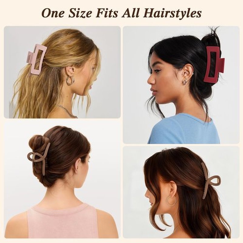 4 PCS Cloud Claw Clips for Women, Unsnappable Flexible Soft Clips, Strong Hold Hair Claws - Non-slip & Durable Rectangle, Cozy Hair Clip for Thick Curly Hair, All-Day Comfort, Valentine's Day Gift