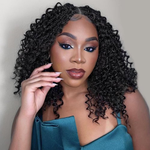 9 Packs Boho Box Braids Crochet Hair 10 Inch Goddess Box Braids Crochet Hair With Curly Ends Pre Looped Synthetic Bohemian Braid Hair Extensions For Women (10 Inch, 1B)