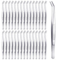 30 Pcs Stainless Steel Tweezers, Curved Serrated Tip Multipurpose Forceps, Crafting Sewing Machine Tweezers Bulk, Silver