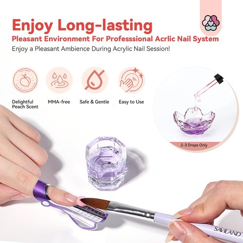 SAVILAND Monomer Odor Neutralizer: 30 ml Peach Scent Monomer Drops Odor Out for Acrylic Nail Liquid Monomer Drops Nail Monomer Smell Eliminator with Dropper Nail Tech Acrylic Nails Salon Home Use