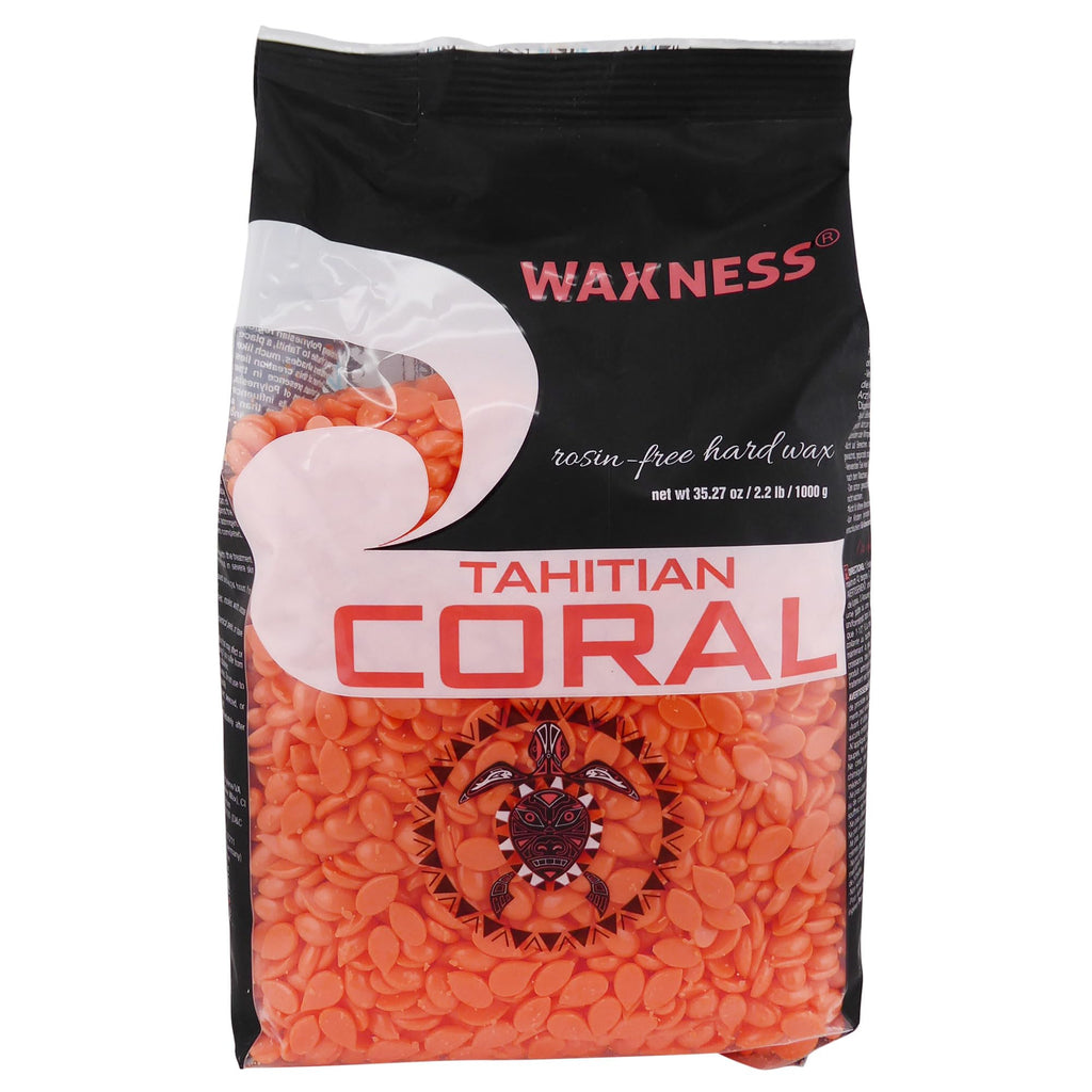 Waxness Tahitian Coral Hard Wax Beads 2.2 lb (1 kg) – Creamy Texture with Strong Grip for Bikini & Coarse Hair, Smooth Application for Sensitive Skin – Made in Italy
