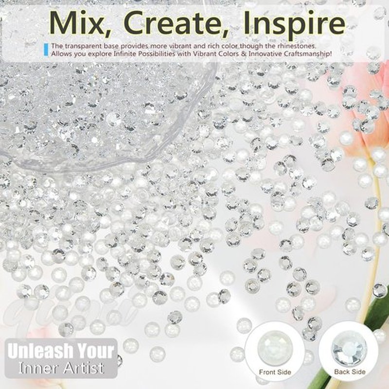 qiipii 16000PCS 3mm 4mm 5mm Transparent Resin Rhinestones for Crafting SS10 SS16 SS20 Flatback Clear Jelly Stones Bulk Diamonds Gems Charms for Nails Face Eyes Makeup Tumblers Bottles Crafts Clothes