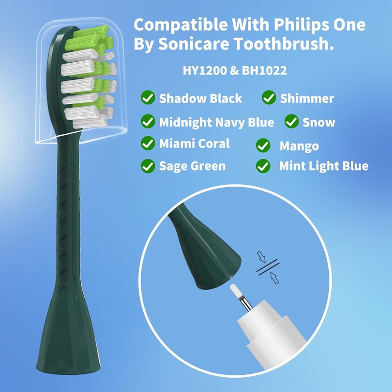 YMPBO Toothbrush Replacement Heads - Soft Bristles for Philips One Series Sonicare | 10 Pack in Sage Green