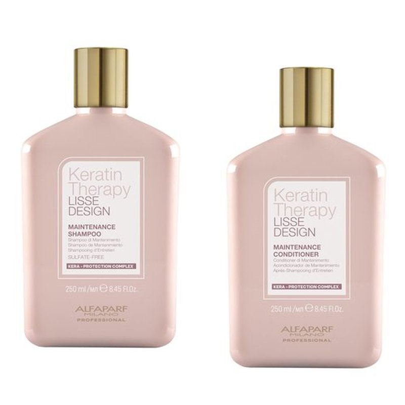 Alfaparf Milano Lisse Design Keratin Shampoo & Conditioner Set - Sulfate-Free, Anti-Frizz Formula for Smooth, Straight Hair