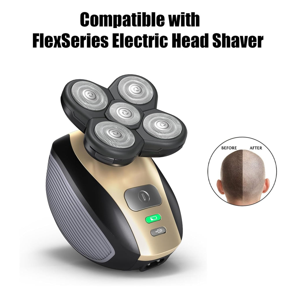 5 Head Shaver Replacement Blades Compatible with Freedom Head Shaver Kit - Electric Razor Heads for Bald Men, Head & Face Shaving