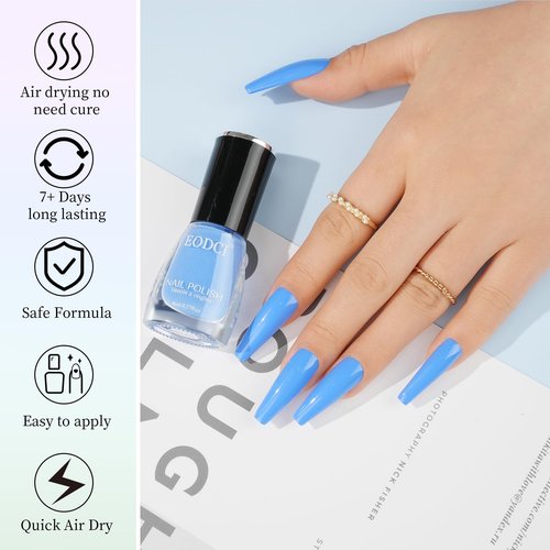 eodci 16 PCS Nail Polish Set, 15 Bright Colors Quick Dry Nail Polish Kit With 2in1 Base/Top Coat Spring Summer Colors Finger Nail Polish Pack Glossy Toenail Polish DIY Gifts for Women