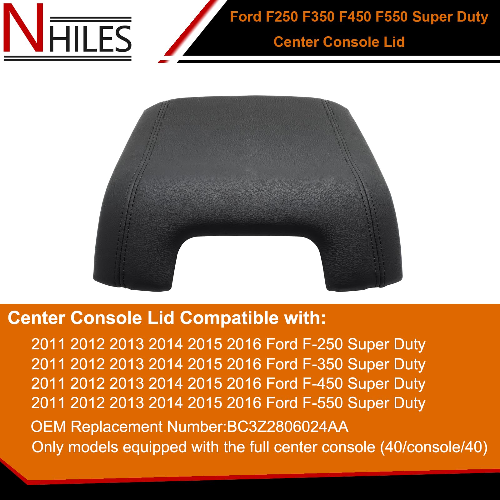 Center Console Lid Compatible with F-250 350 450 550 Super Duty 2011-2016