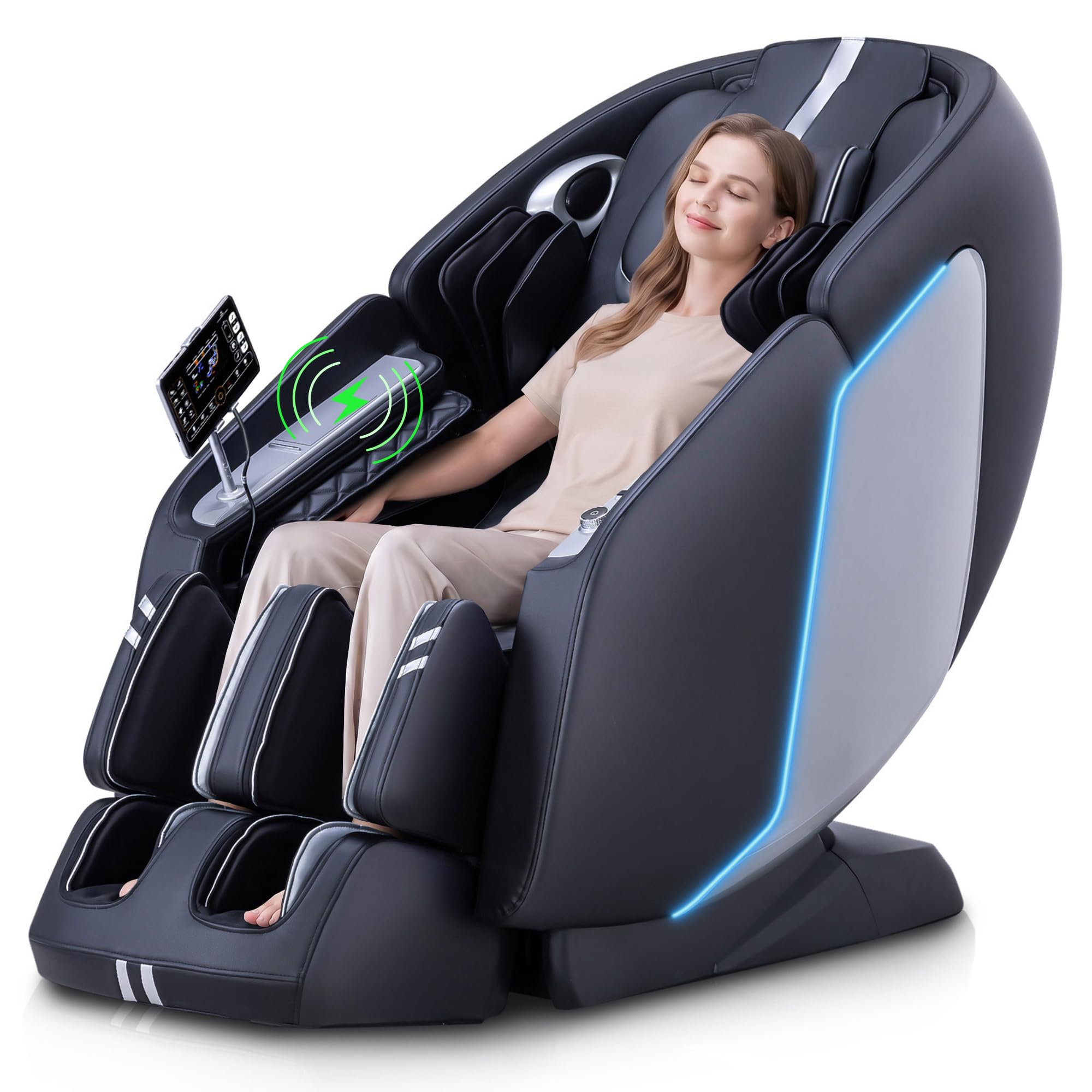 MassaMAX 4D Full Body Massage Chair for Daily Comfort Upgrade-Yoga Stretch, AI Voice Control, 55" SL Track, Zero Gravity, Extendable Footrest, 15 Modes, Foot Rollers, Waist & Calves Heating with Cover