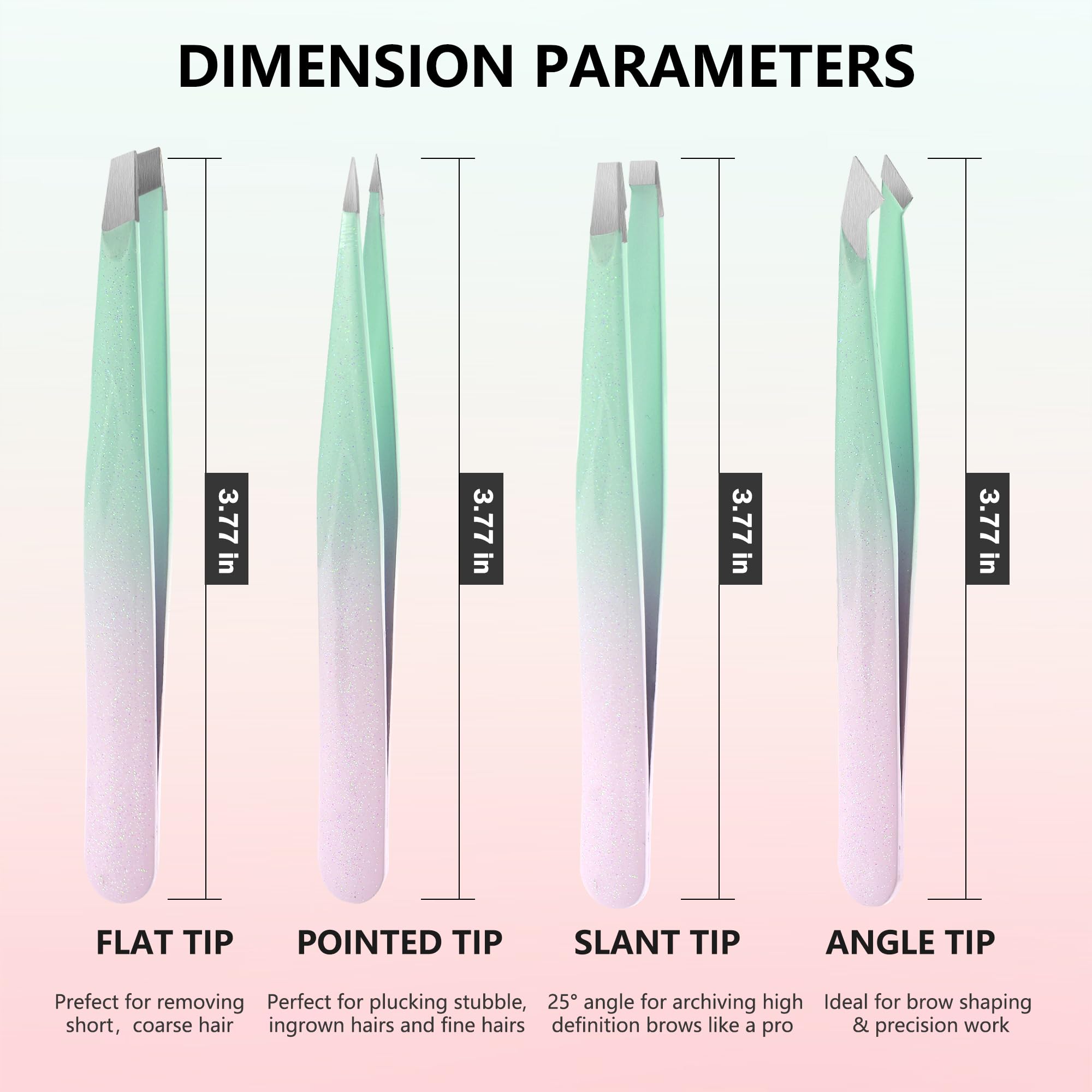 Tweezers and 10X Magnifying Mirror Kit with Travel Leather Case, Eyebrow Tweezer Set for Women & Men, Great Precision for Facial Hair, Splinter and Ingrown Hair Removal - Golden Pink