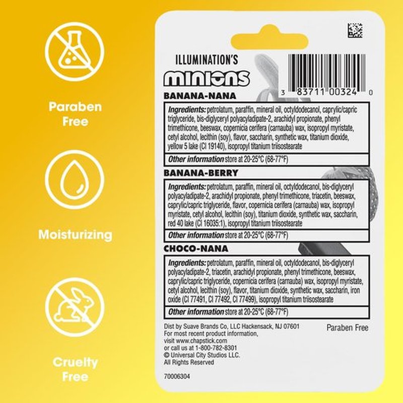 ChapStick Lip Balm, Minions Banana Variety Pack (9 Sticks), Party Favors for Kids, 0.15 Oz Ea