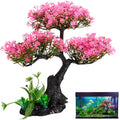 Didiseaon Aquarium Decor Artificial Plants Tree Set 11.4 Inch Plastic Plants for 10-55 Gallon Fish Tank Decoration Pink Simulation Aquarium Tree Betta Fish Bowl Ornaments Home Office Decor