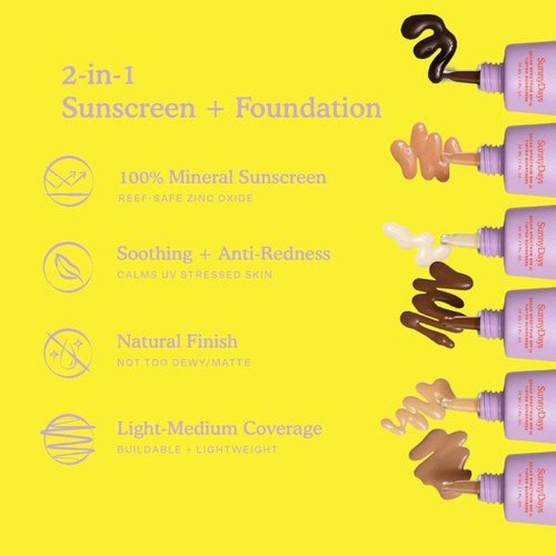 Tower 28 SunnyDays SPF 30 Tinted Moisturizer - Buildable Foundation & Mineral Sunscreen for Sensitive Skin - 15 Light/Warm (1 oz)