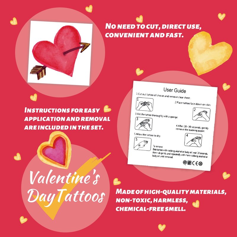 winthrop 240 Pcs Bulk Valentine Heart Temporary Tattoos for Kids, Individually Wrapped Colorful Safety Waterproof Tattoos, Best Choice for Valentines Gadget Bag Stuffers, 60 Different Designs Heart