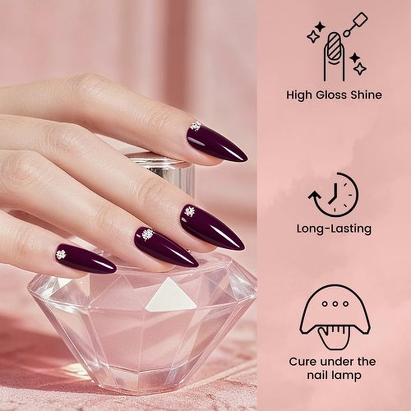 phoenixy 60 Pcs Gel Nail Polish Set, 54 Colors Soak Off Gel Nail Polish Pink Red Black Base Coat Glossy Matte Glitter Top Coats Beginner Starter DIY Gift for Women