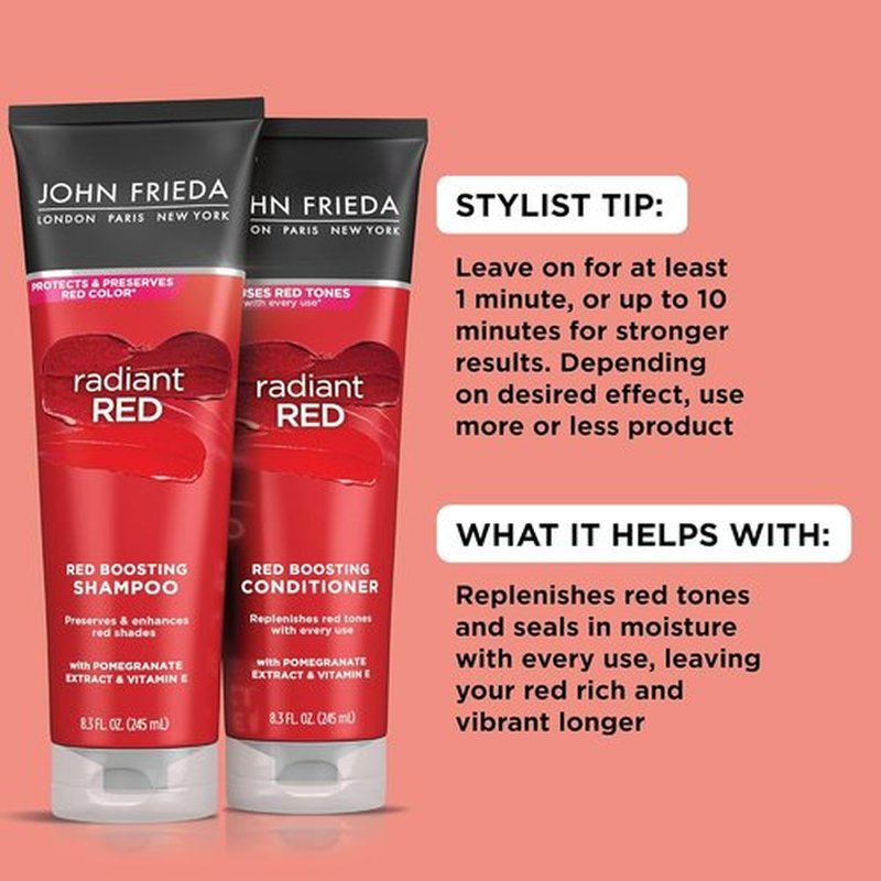 John Frieda Radiant Red Shampoo & Conditioner Bundle - Enhances Color with Pomegranate & Vitamin E