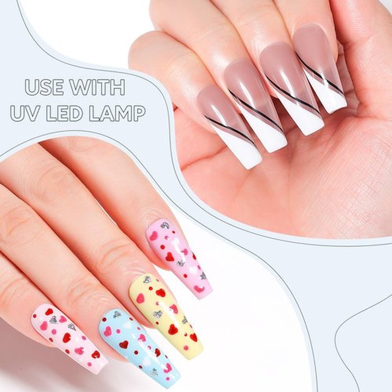 AIMEILI Gel Polish Nail Art Liner, Hema Free, Cruelty Free, Vegan, 6 Colors Black White Red Pink Gold Silver Design Paint for French Chrome Manicure DIY