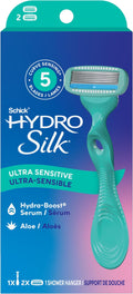 Schick Hydro Silk Ultra Sensitive Razor for Women | Womens Razor for Sensitive Skin, 5 Blade Razors-for Women, Womens Razors-for Shaving, Includes 1 Handle & 2 Refills (Pack of 12)