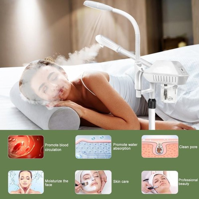 Skiennix Professional Facial Steamer - 2-in-1 Ozone Steamer with 5X Magnifying Lamp for Deep Hydration & Cleansing