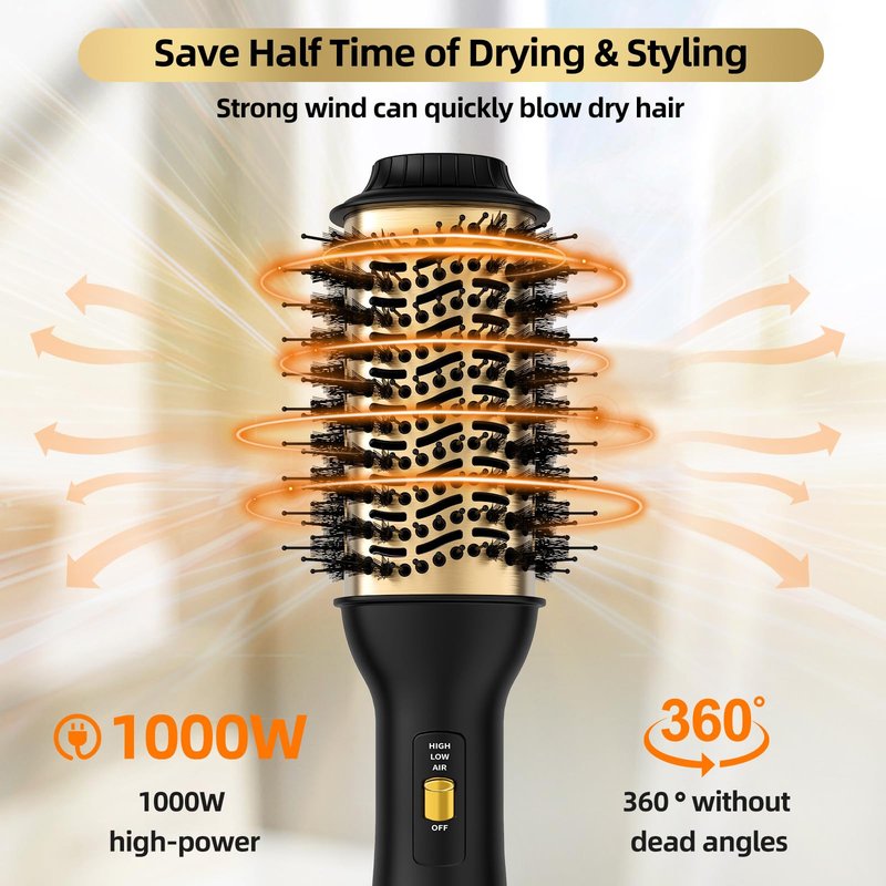Yucafy 4-in-1 Hot Air Brush with Oval Barrel - Salon-Grade Styling Tool for All Hair Types