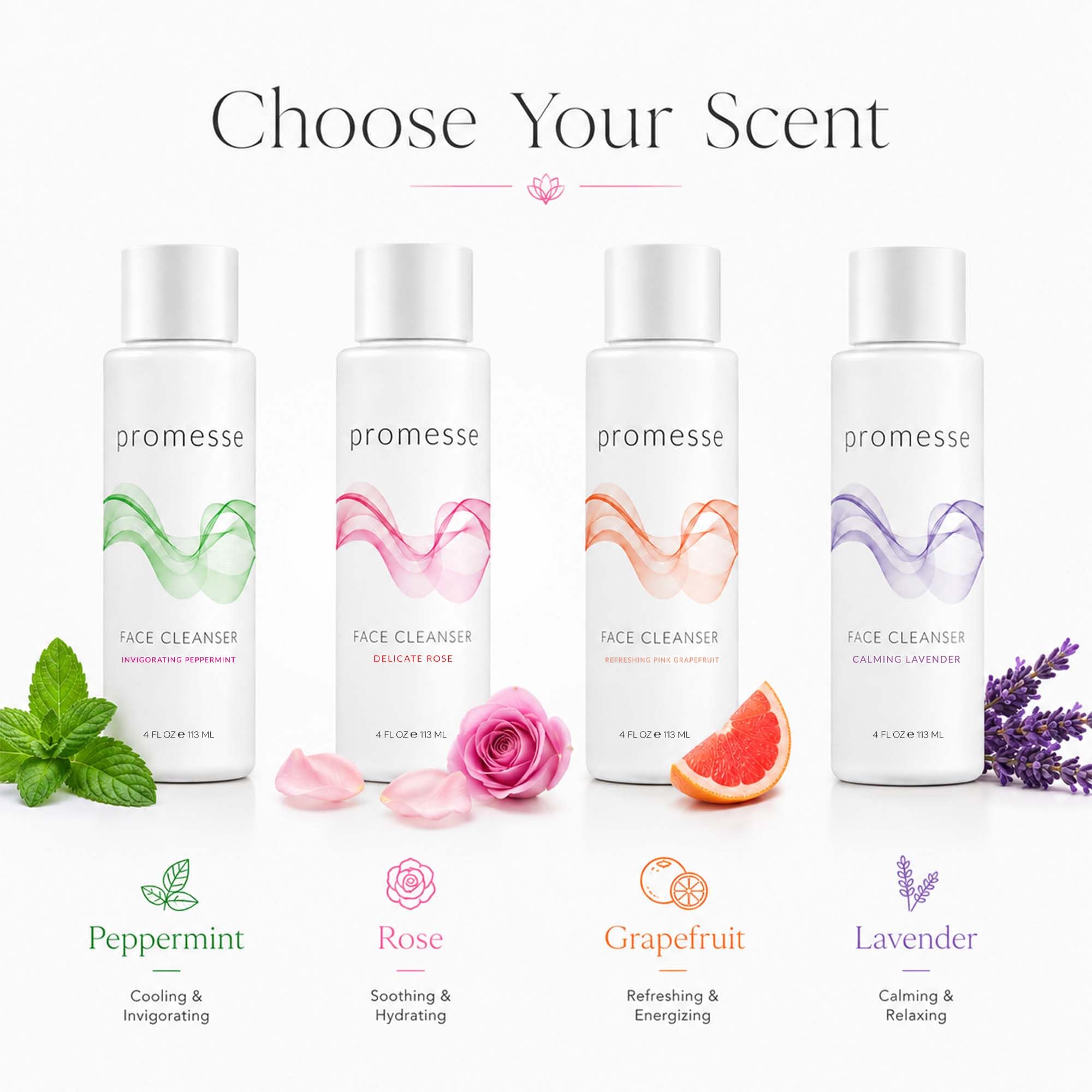 promesse Acne Control Facial Cleanser with Glycolic & Salicylic Acid, Gentle AHA/BHA Exfoliating Cleanser for Acne-Prone & Oily Skin, Rose Scented Hydrating Face Wash, 4 fl oz