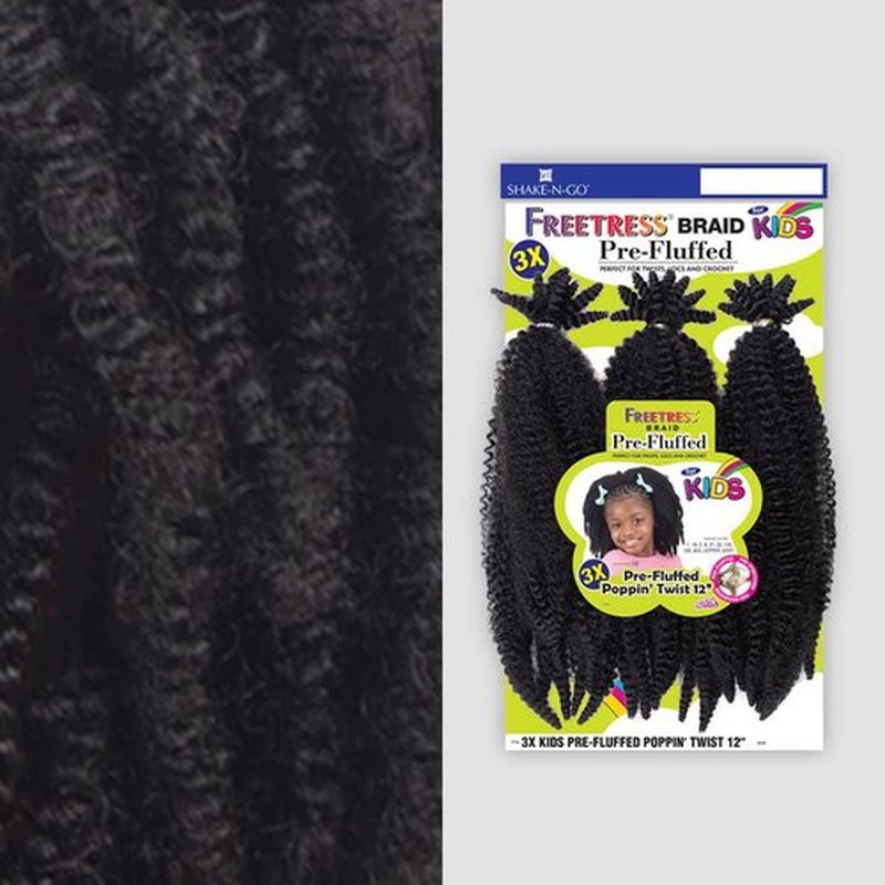 FreeTress Crochet Braids 3X Kids Pre-Fluffed Poppin' Twist 12" (pack of 1, 1)