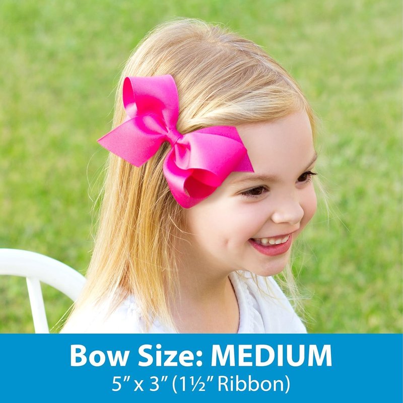 Wee Ones Girls' Western Cowgirl Embroidery Grosgrain Hair Bow with Moonstitch Edge, Blue Boots, Medium