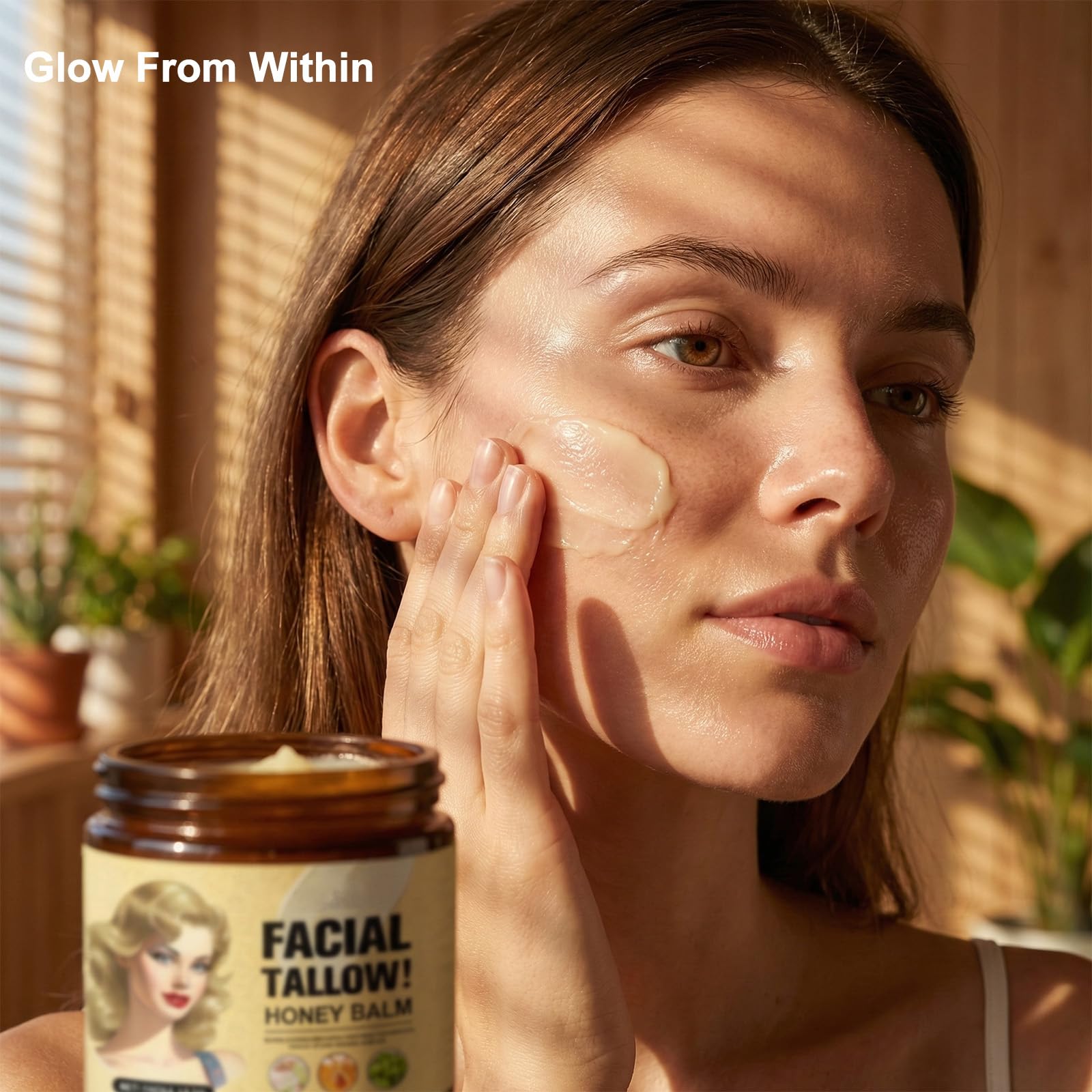 Udsle Whipped Tallow Honey Balm for Face & Body, 4.23 oz Intensive Moisture Daily Cream for Extra Dry Skin, Non-Greasy Soothing Natural Moisturizer with Neutral Scent, Seed Oil Free