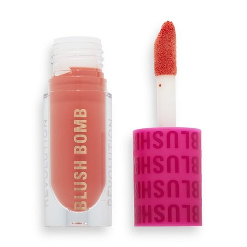 Revolution Beauty London, Blush Bomb Cream Blusher, Lightweight Makeup & Creamy Formula for a Dewy Finish, Enriched with Vitamin E, Glam Orange, 0.15 fl oz