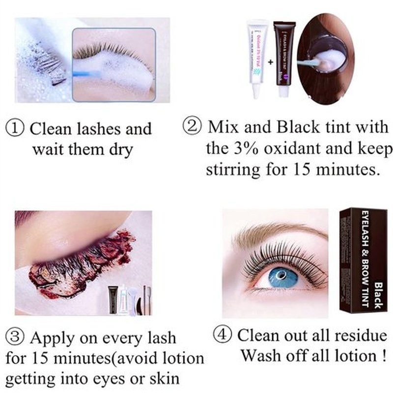 Skiennix Black Lash Tint Kit - Keratin Eyelash & Eyebrow Dye for Voluminous 6-Week Tint