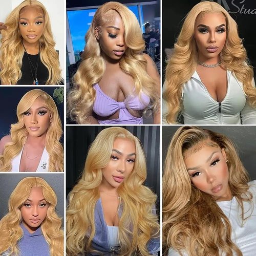 #27 Blonde Bundles Human Hair Blonde Body Wave Bundles 14 14 14 Inch Honey Blonde Body Wave Bundle Human Hair Extensions Brazilian Virgin Hair 3 Bundle 50 Gram Per Bundle