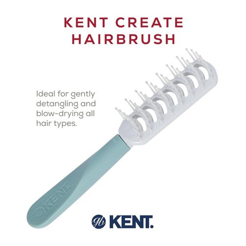 Kent KCR1 Vented Hair Brush - Create Volume & Root Lift for All Hair Types | Small Green Ergonomic Design